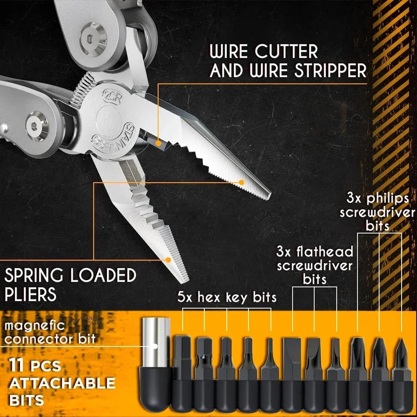 Tactical Survival Tool 24 - in - 1 – Multitool Pliers for Bug Out Bags & Outdoor Preparedness - SafeTalk™