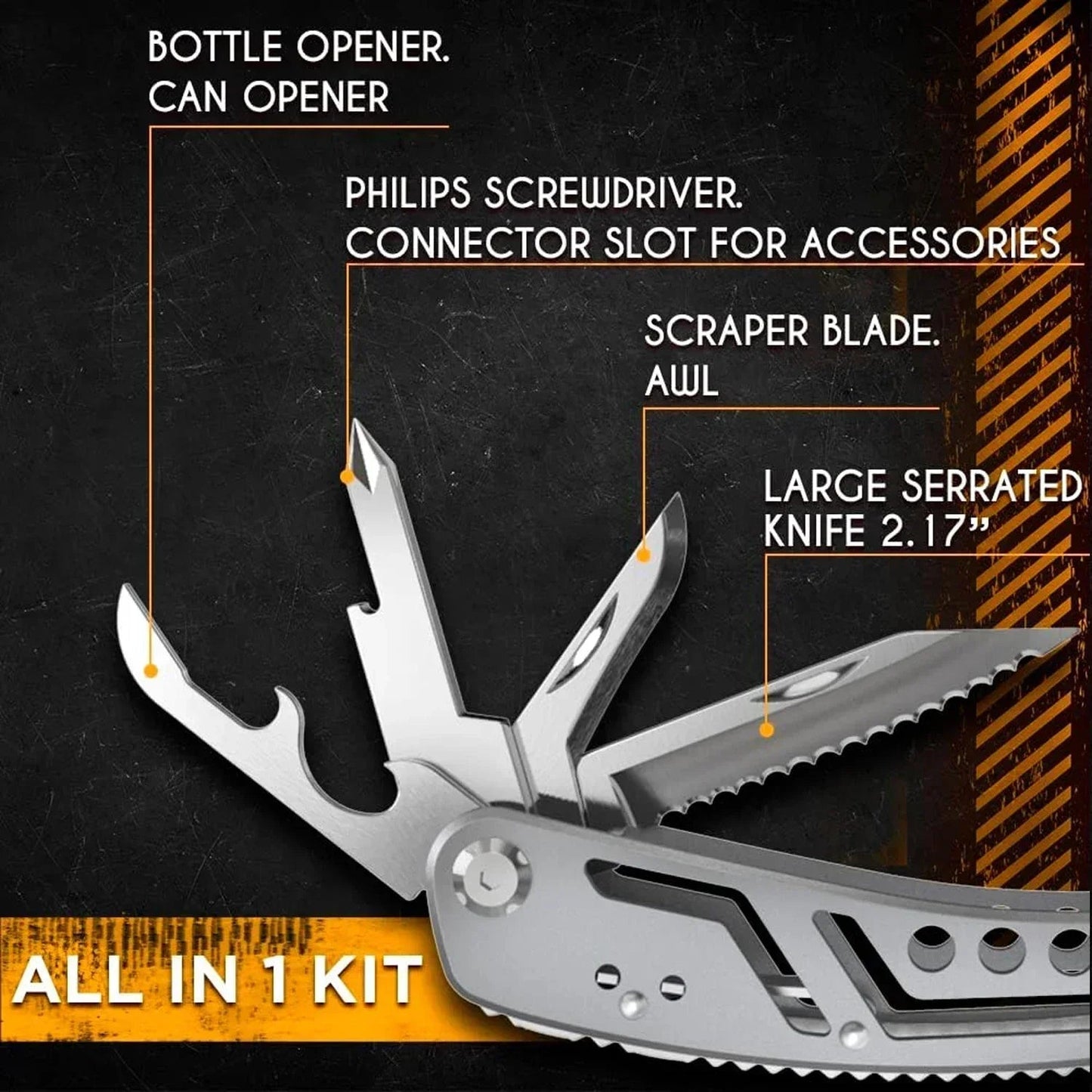 Tactical Survival Tool 24 - in - 1 – Multitool Pliers for Bug Out Bags & Outdoor Preparedness - SafeTalk™