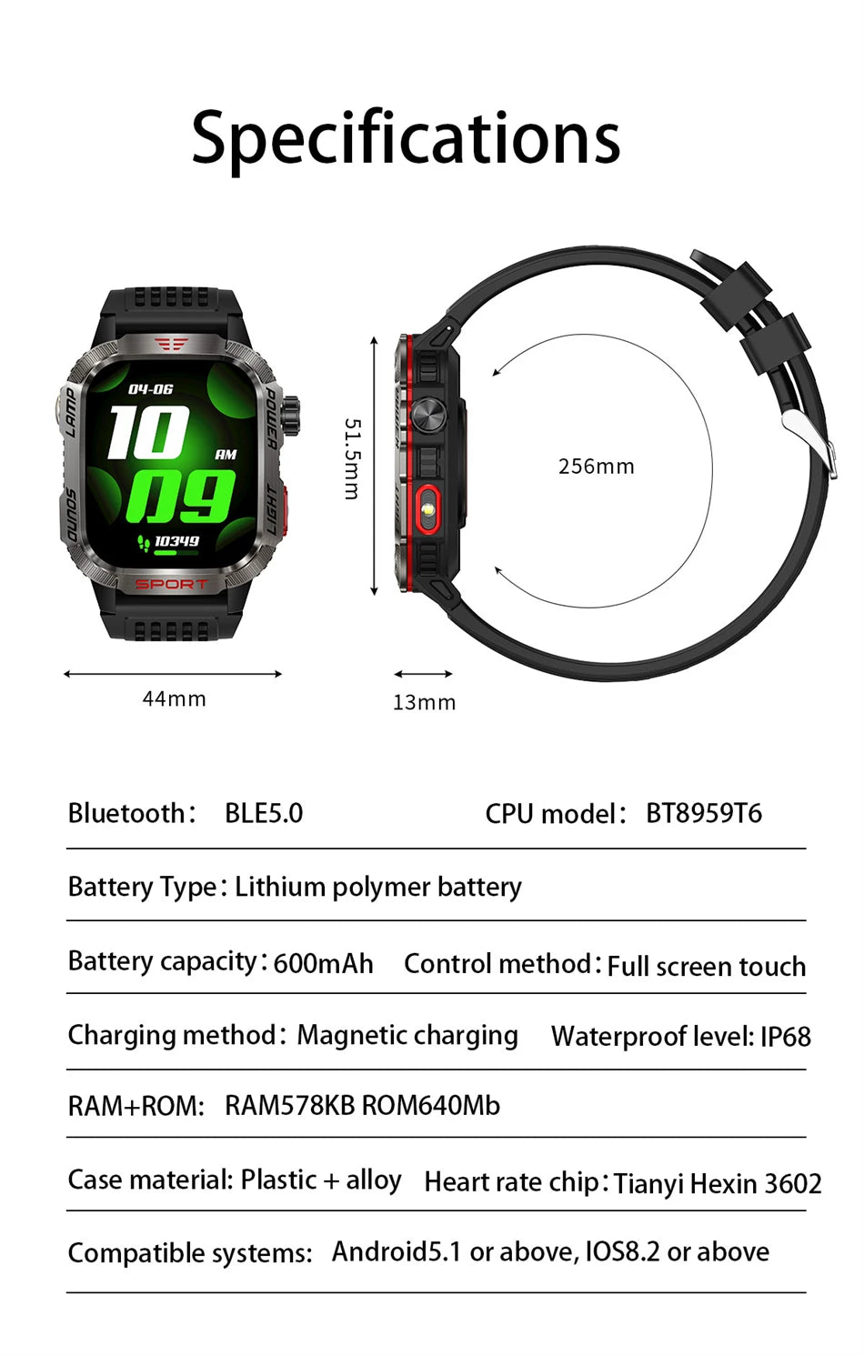 TactiWatch - Military Smartwatch with Health Tracker - SafeTalk™
