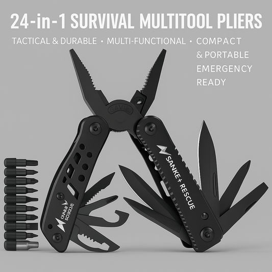 Tactical Survival Tool 24 - in - 1 – Multitool Pliers for Bug Out Bags & Outdoor Preparedness - SafeTalk™